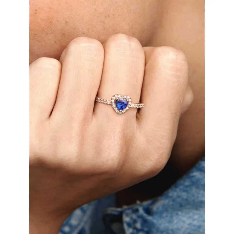 Anello rosato Cuore in rilievo blu mis.50 Donna Pandora