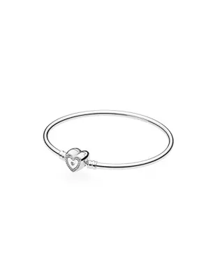 Bracciale rigido chiusura a Cuore e zirconi bianchi Donna Pandora
