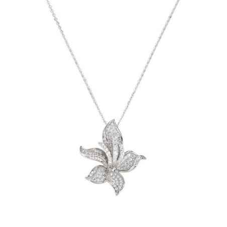 COLLANA ORCHIDEA ZIRCONI BIANCHI DONNA AMEN  CLFILUBBZ Amen