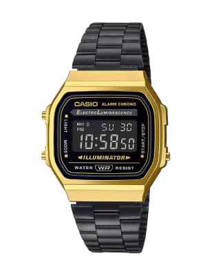 OROLOGIO ICONIC DIGITALE NERO E ORO UOMO-DONNA CASIO VINTAGE A168WEGB-1BEF Casio