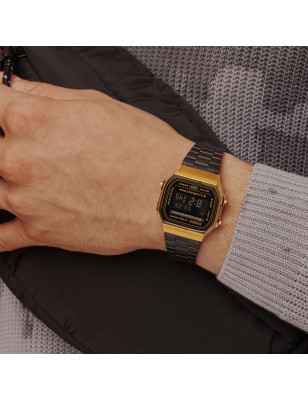 OROLOGIO ICONIC DIGITALE NERO E ORO UOMO-DONNA CASIO VINTAGE A168WEGB-1BEF Casio