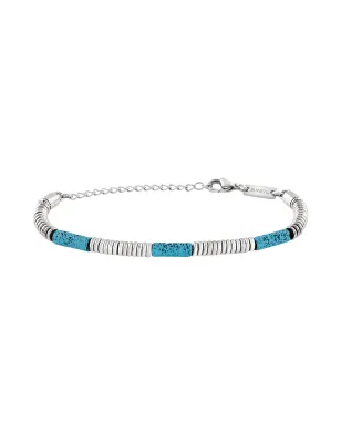 Bracciale Fusion acciaio lava e pietre turchesi Uomo Breil