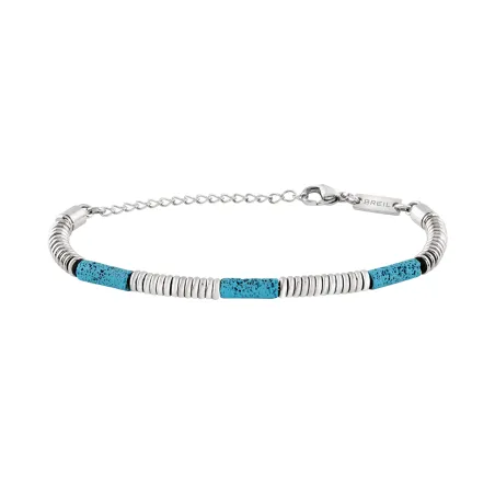 Bracciale Fusion acciaio lava e pietre turchesi Uomo Breil