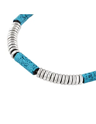 Bracciale Fusion acciaio lava e pietre turchesi Uomo Breil