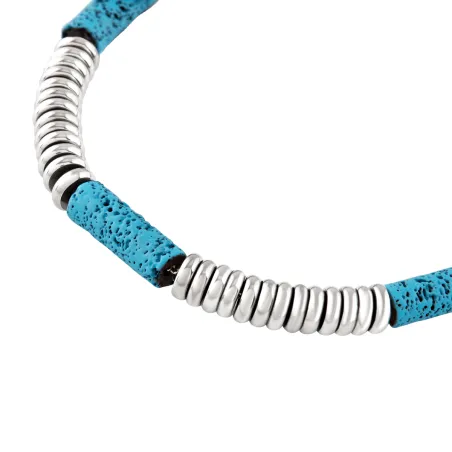 Bracciale Fusion acciaio lava e pietre turchesi Uomo Breil