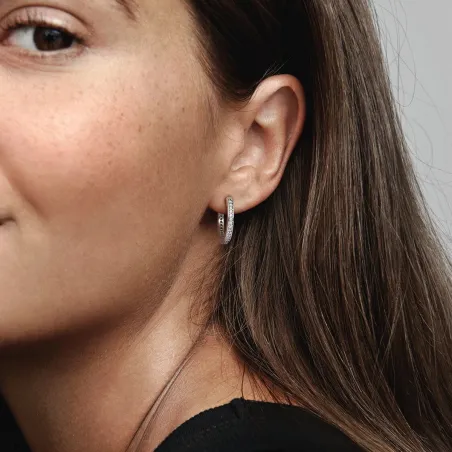 Orecchini Cerchi Cuori Scintillanti Donna Pandora