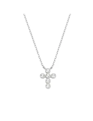Collana Croce Zirconi Bianchi Castone Tondo Donna Amen