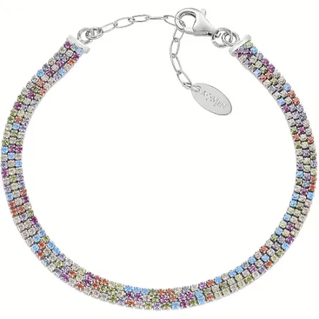 Bracciale tre fili con zirconi multicolor Donna Amen
