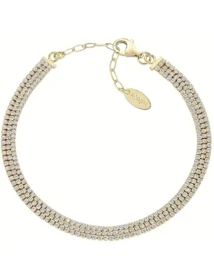 Bracciale dorato tre fili con zirconi bianchi Donna Amen