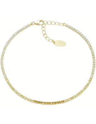 Bracciale Tennis dorato zirconi bianchi e gialli multicolor Amen