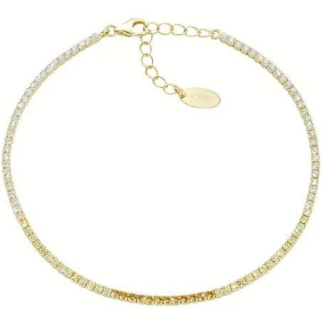 Bracciale Tennis dorato zirconi bianchi e gialli multicolor Amen