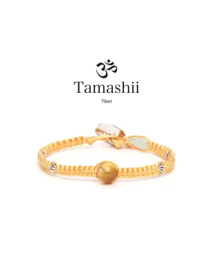 Bracciale Silver & Jade Occhio di Tigre cordoncino giallo Tamashii