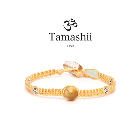 Bracciale Silver & Jade Occhio di Tigre cordoncino giallo Tamashii