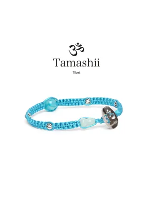 Bracciale Silver & Jade Agata Tibet sky cordoncino azzurro Tamashii