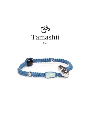Bracciale Silver & Jade Occhio di Falco cordoncino blu Tamashii