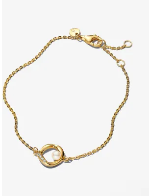 Bracciale Cerchio Linea Sinuosa cm.18 con Perla Pandora