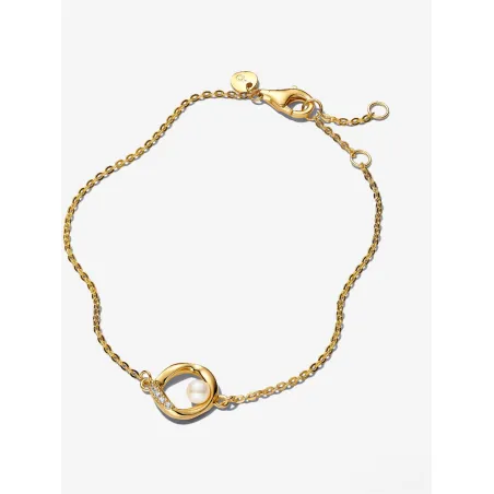 Bracciale Cerchio Linea Sinuosa cm.18 con Perla Pandora