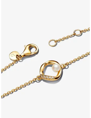 Bracciale Cerchio Linea Sinuosa cm.18 con Perla Pandora