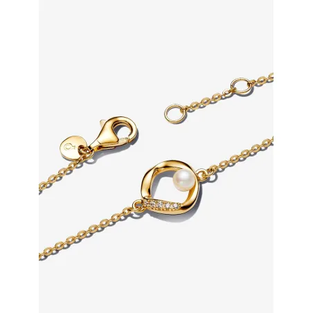 Bracciale Cerchio Linea Sinuosa cm.18 con Perla Pandora