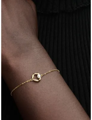 Bracciale Cerchio Linea Sinuosa cm.18 con Perla Pandora 563830C01-18 Pandora