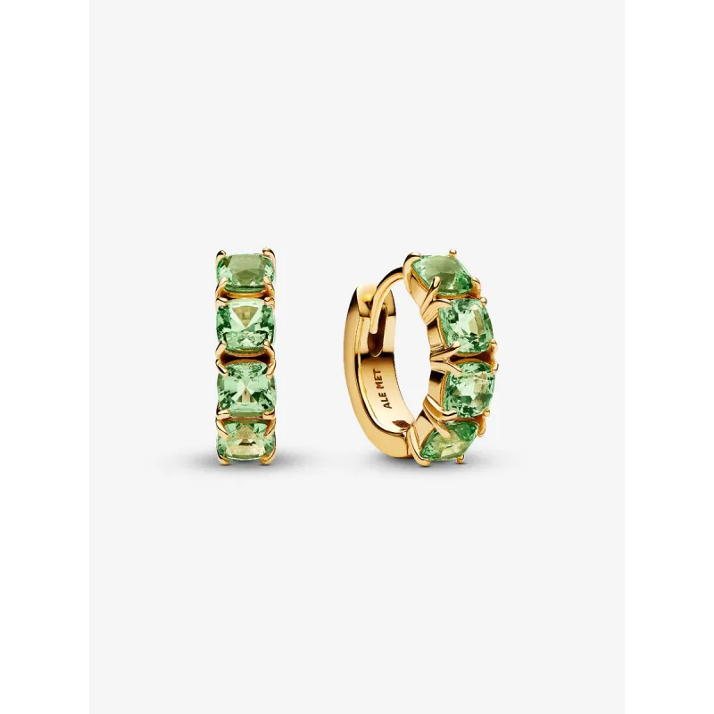 Orecchini Cerchi Cristalli Verdi Donna Pandora