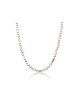 Collana perle Oriente tre sfere oro bianco sfaccettate DONNA Miluna