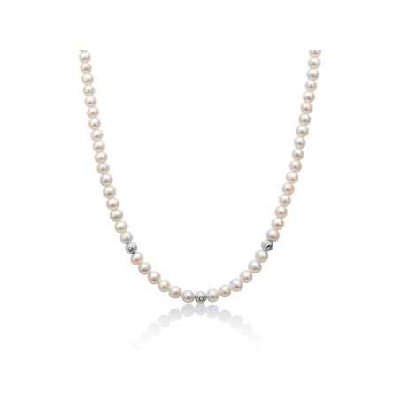 Collana perle Oriente tre sfere oro bianco sfaccettate DONNA Miluna