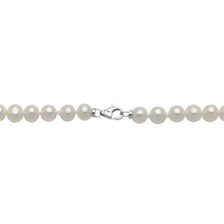 Collana perle Oriente tre sfere oro bianco sfaccettate DONNA Miluna