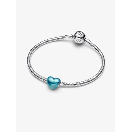 Charm Cuore Metallico Azzurro Donna Pandora