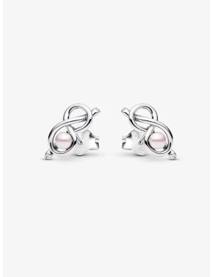 Orecchini Legame infinito con Perla Rosa Artificiale Pandora