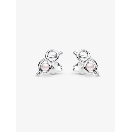Orecchini Legame infinito con Perla Rosa Artificiale Pandora