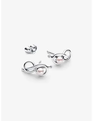 Orecchini Legame infinito con Perla Rosa Artificiale Pandora