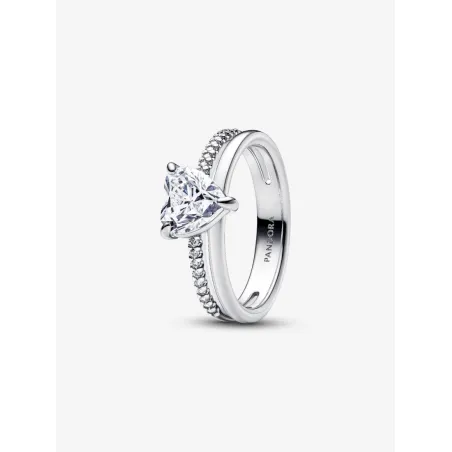 Anello Doppia Fascia con Cuore mis.50 Donna Pandora