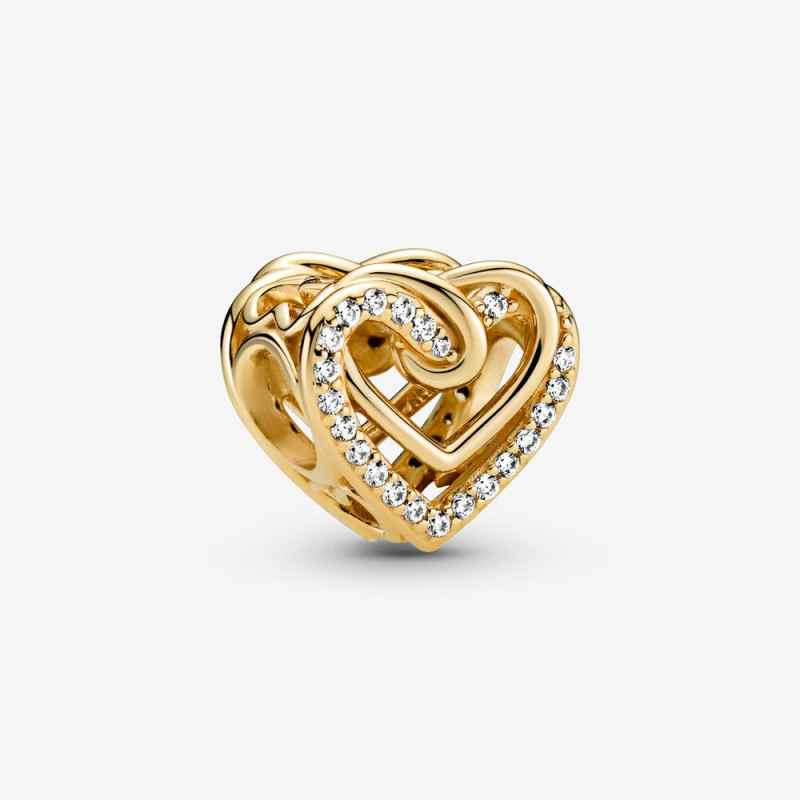 Charm Cuore Intrecciato dorato con pietre Donna Pandora Charm Cuore Intrecciato dorato con pietre Donna Pandora