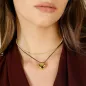 Collana Mio Cuore dorata con cordino nero Donna Amen Collana Mio Cuore dorata con cordino nero Donna Amen