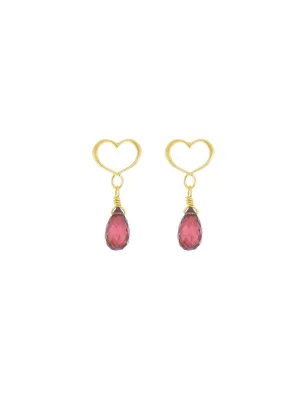 ORECCHINI CUORE MAMAN GOCCIA GRANATO ROSSO FRANGE DONNA MAMAN ET SOPHIE 