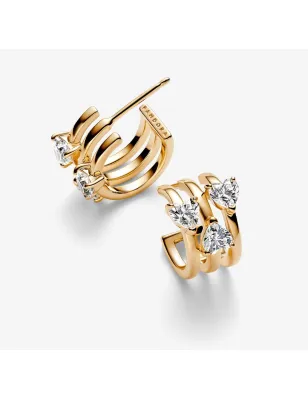 Orecchini cerchi aperti con tre Cuori Donna Pandora 