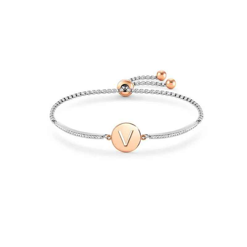 Bracciale MILLELUCI LETTERA V IN PVD ROSA DONNA Nomination