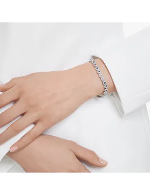 Bracciale Tennis Una Angelic Taglio Round Blu Donna Swarovski