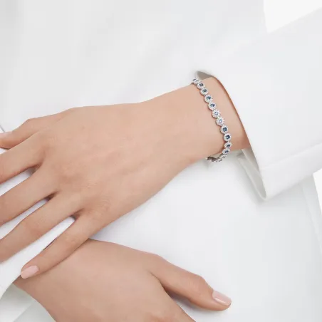 Bracciale Tennis Una Angelic Taglio Round Blu Donna Swarovski