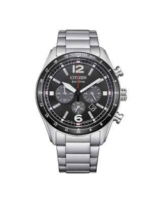 Orologio Nero Acciaio Aviator Crono Eco Drive Uomo Citizen