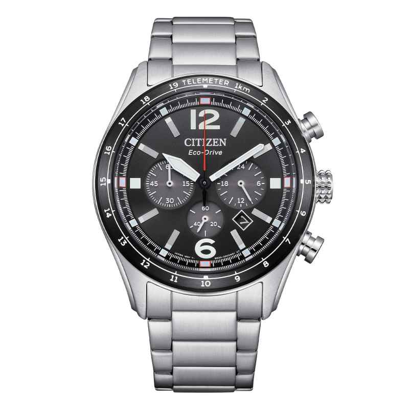 Orologio Nero Acciaio Aviator Crono Eco Drive Uomo Citizen