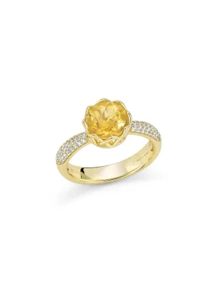 Anello Unica Colibrì citrino e Topazi bianchi Donna Miluna