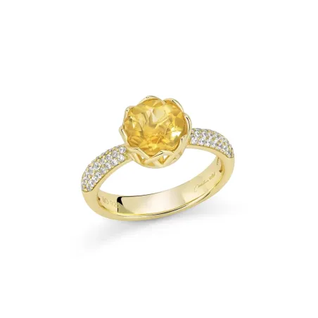 Anello Unica Colibrì citrino e Topazi bianchi Donna Miluna