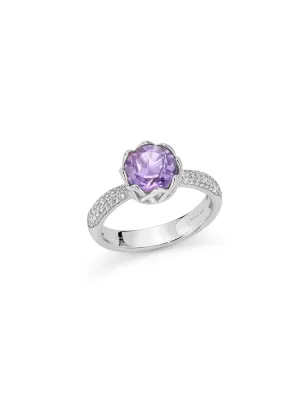 Anello Unica Colibrì Ametista Topazi bianchi Donna Miluna