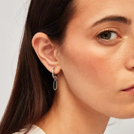 Orecchini Stylize Acciaio Agata nera Donna Breil