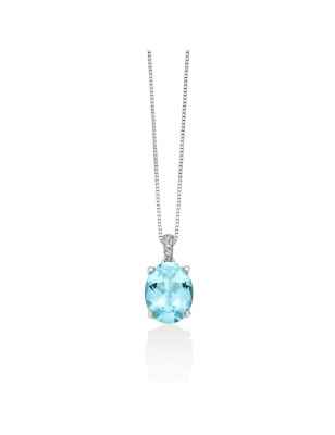 Collana con Gemma del Cielo ovale e diamanti oro bianco Donna Miluna Gemma Del Cielo