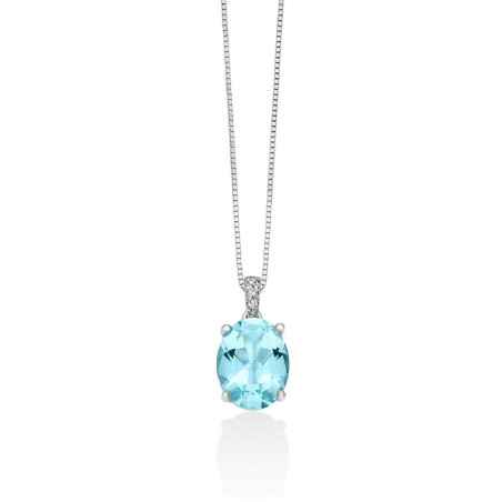 Collana con Gemma del Cielo ovale e diamanti oro bianco Donna Miluna Gemma Del Cielo