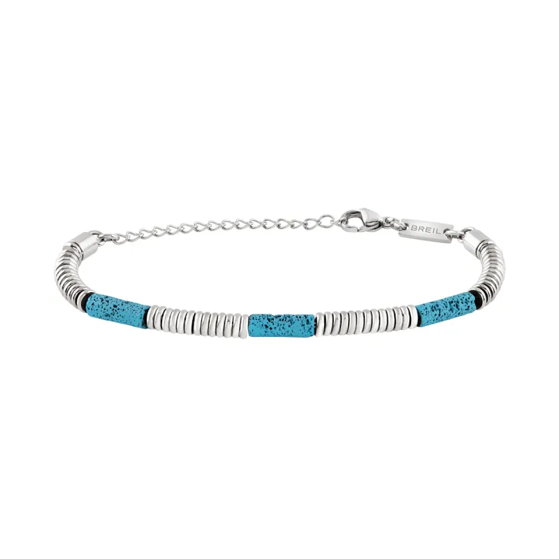 Bracciale Fusion acciaio lava e pietre turchesi Uomo Breil