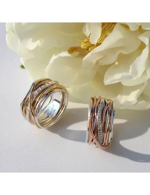 Anello Filodellavita 13 fili in Oro rosa Diamanti m 16 Donna Rubinia